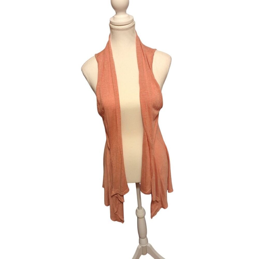 Maurices Women's Size Medium Peach Open Front Sleeveless Cardigan Lightweight
